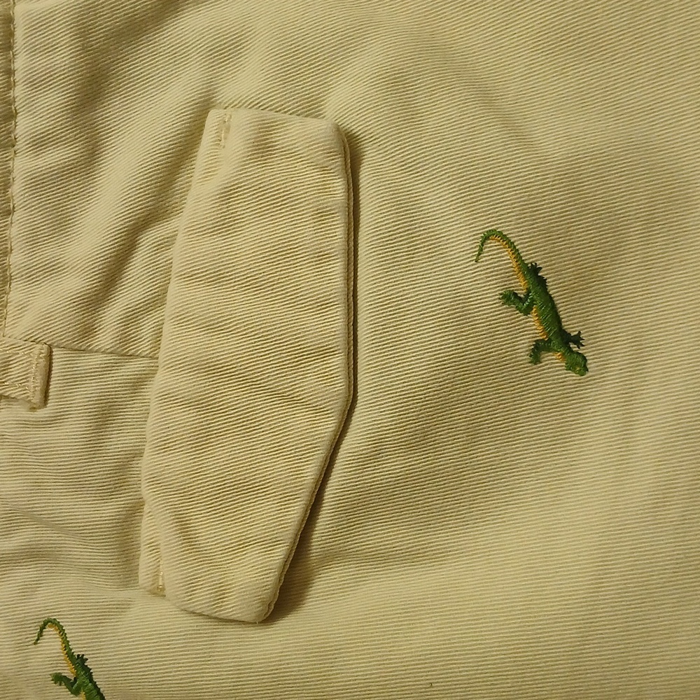 J. Crew Chino Shorts Cream Yellow Green Lizard Gecko Embroidered Cotton Size 4 - Picture 10 of 12